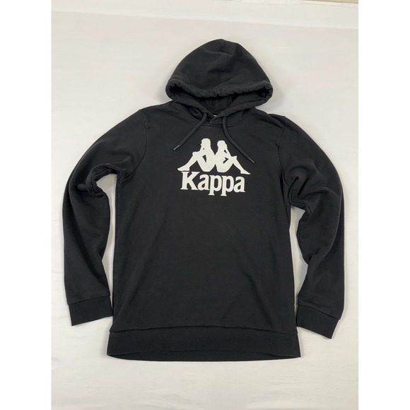 Kappa Other - Kappa Mens Omini Logo Graphic Hoodie Black Cotton Blend Pullover Size Large